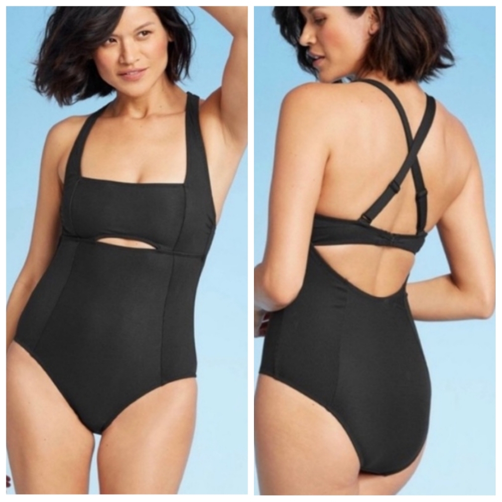 All in Motion Cut-Out Ribbed One Piece Swimsuit Size XL | NWT | Black